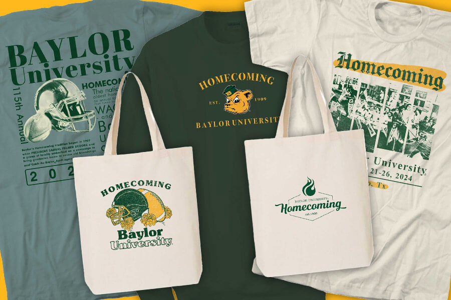2024 Baylor Homecoming t-shirts, sweatshirt, and tote